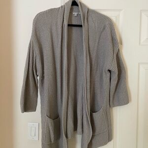 Halogen Nordstrom Cashmere Sz M Cozy Gray Open-Front Sweater